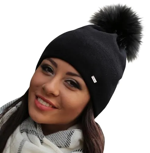 Alur Mütze Damen Beanie Wintermütze Strickmütze mit Bommel