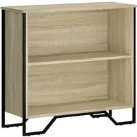vidaXL Bücherregal Sonoma-Eiche 80x31x74,5 cm - Modernes Regal aus langlebigem Holzwerkstoff mit 2 offenen Fächern für Bücher und Deko. Metallfüße sorgen für Stabilität und einen stilvollen Look.