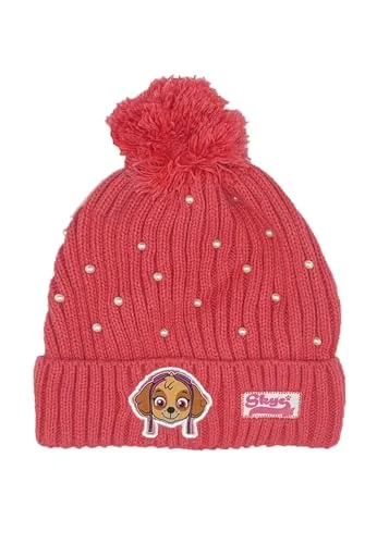 PAW PATROL Mütze Kinder | Bommelmütze | Skye | Geschenke für Mädchen | Beanie | Strickmütze | Winter | Wintermütze (DE/NL/SE/PL, Numerisch, 52, Pink)