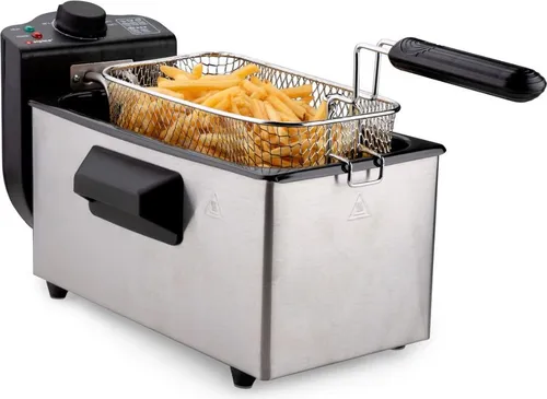 alpina Fritteuse 3L mit Öl, 200W - Perfekt für knusprige Pommes - Fritteuse für köstliche Snacks, mit einstellbarem Thermostat bis 190° für optimale Frittierergebnisse.