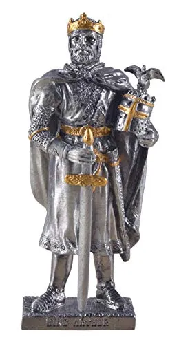 Veronese Zinnritter König Arthur mit Krone und Schwert 10 cm Figur Templer Deko Knight