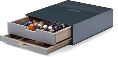 Durable Kaffeestation 338358 - Coffee Point Box S - Schubladen für Kaffeekapseln, ideal zur Aufbewahrung von bis zu 70 Kaffeekapseln, Teebeuteln und Zuckersticks. Praktisch unter Maschinen platzierbar, mit leichtlaufenden Schubladen und Auszugssperre.