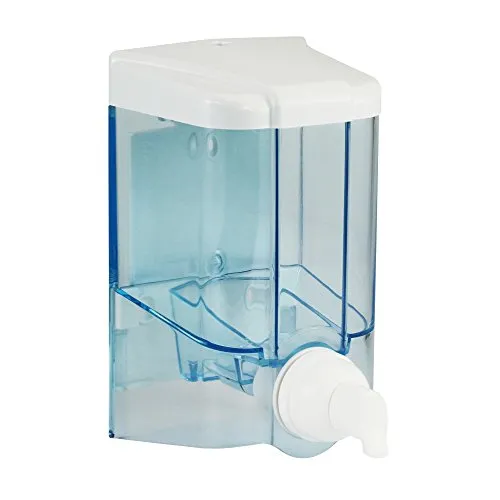 SANISMART Schaumseifenspender YASEMIN Blau transparent | Nachfüllbar | 500 ml Fassungsvermögen | Hygienisch & abschließbar | Für Schaumseifen | ABS-Kunststoff | Wandmontage