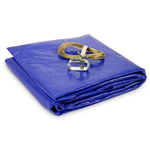 Poolabdeckung rund (Für 600 cm Stahlwandpools) – Sommer & Winter Abdeckplane – Ø 660 cm Poolplanenmaß - Materialdichte 250g/m² - Pool UV- und Algenschutz - Inkl. Stahlseil und Spannschloss