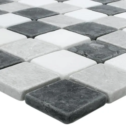 Naturstein Marmor Mosaik Fliesen Neutro Schwarz Grau Weiß Matt Wand Boden Dusche