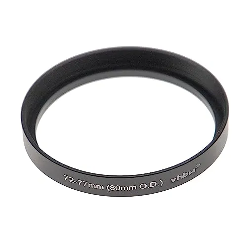 vhbw Step-Up-Ring Adapter von 72 mm auf 77 mm kompatibel mit Matte Boxen 80 mm O.D. - Filteradapter, Aluminium, Matt-Schwarz