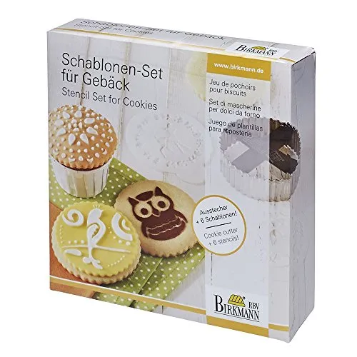 RBV Birkmann, 146037, Schablonen-Set für Gebäck mit Ganzjahresmotiven, 7-teilig, 6 Schablonen
