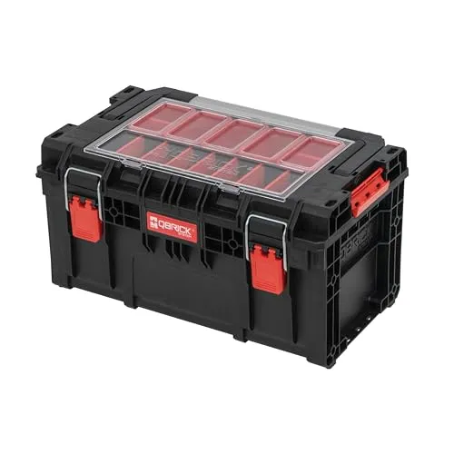 Qbrick System Werkzeugkoffer Prime Toolbox 250 Expert Black Werkzeugkasten mit 7 Behälter Robust IP66 50 kg Tragkraft 120 kg Belastbar Modular