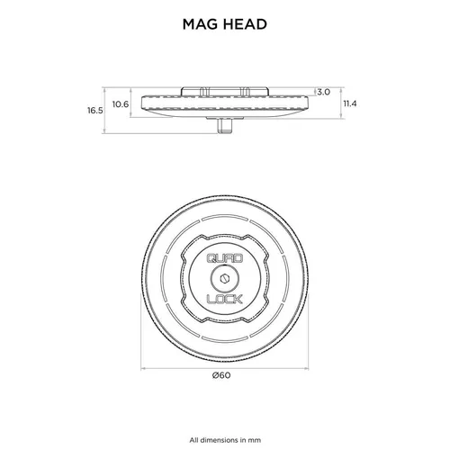 QUAD LOCK MAG Head für Auto, Schreibtisch 360 - Robuste Halterung für Motorradschlösser, ideal für flexibles Montieren und sicheren Halt – perfekt für den Einsatz im Auto oder am Schreibtisch.