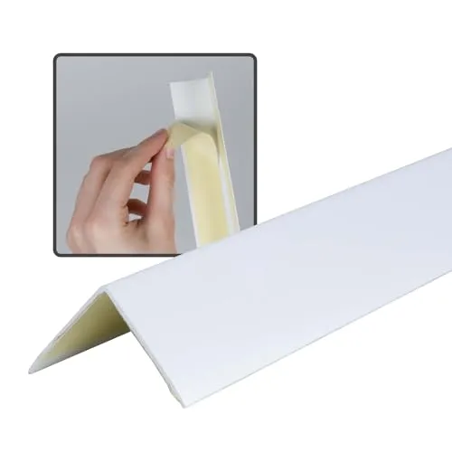 Dalsys Winkelprofil selbstklebend PVC 30x30mm, 200cm Weiß Eckschutzprofil, Eckleiste, hoher Kantenschutz Wand, für Wohn- und Arbeitsbereich sowie Garage geeignet, mit Klebeschutzstreifen