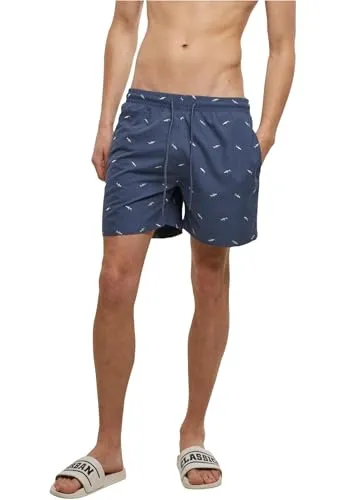 Urban Classics Herren Badehose Embroidery Swim Shorts, Vintageblue/frostmint, XL - ELEGANTE BADESHORTS: Mit stilvollen Miniatur-Stickereien für einen besonderen Look. Das schnelltrocknende Material bietet hohen Tragekomfort – ideal für Strand und Pool. Elastischer Bund mit Kordelzug sorgt für eine perfekte Passform.