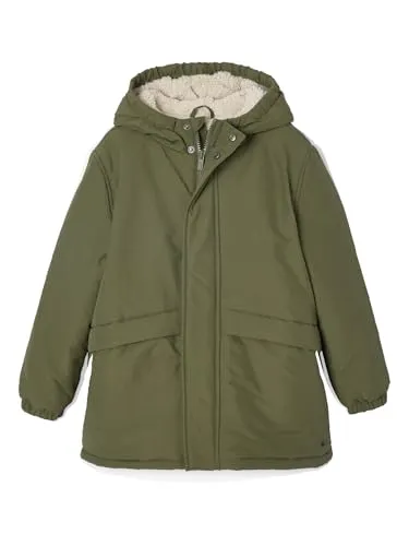 Vertbaudet Jungen Kapuzenparka mit Kuschelfutter und Recycling-Wattierung khaki 158/164