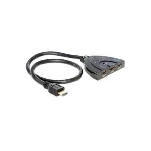 Delock HDMI 3 - 1 Switch bidirectional - Sonstiges TV-Zubehör, manueller Umschalter für bis zu drei HDMI-Geräte, ermöglicht eine einfache Auswahl des Signals per Knopfdruck für Fernseher oder Beamer.
