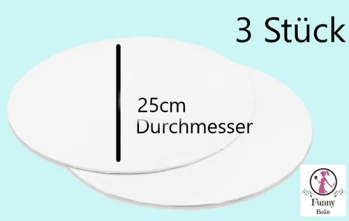 Tortenunterlage 25cm rund weiß 3St. im Set Cakecard Cakeboard Platte Unterlage