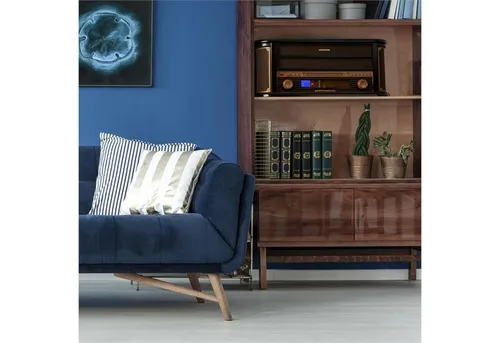 Auna Belle Epoque 1908 Plattenspieler - Retro Plattenspieler mit Riemenantrieb, kombiniert Vinyl, Kassette und MP3-Wiedergabe in einem stilvollen Holzgehäuse – der perfekte Sound für Nostalgie-Liebhaber!