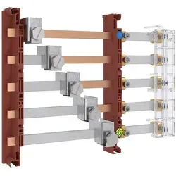 ABN ABNRY67052 Sammelschienen Bausatz GAG12 250A - Sonstige Elektroinstallationsartikel, 5-poliger Sammelschienen-Bausatz für GAG12 mit 250 A, inklusive Berührschutzabdeckungen und Anschlussklemmen für sichere Verbindungen.