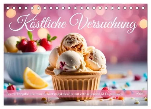 CALVENDO Wandkalender Köstliche Versuchung - Der zuckersüße Eiscreme Geburtstagskalender mit