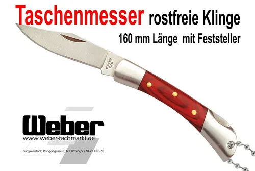 Kleines Taschenmesser mit Kettchen, Klinge + Feststeller 16cm rostfrei 950083149