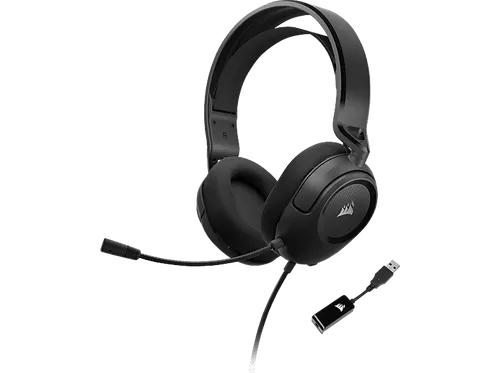 Corsair HS35 Surround V2 Over Ear Kopfhörer (Schwarz) - Kabelgebundene Gaming-Kopfhörer mit beeindruckendem Surround-Sound und leichtem Design für stundenlangen Komfort.