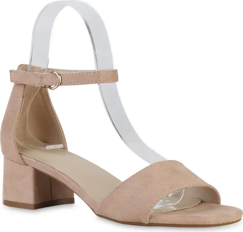 VAN HILL Damen Klassische Sandaletten Elegante Schuhe 841131, Farbe: Nude Velours, Größe: 37