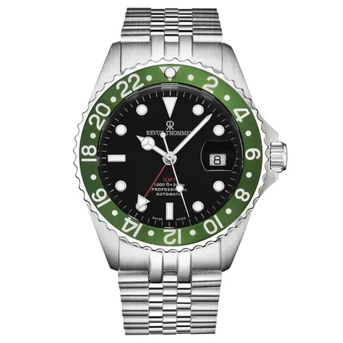 REVUE THOMMEN Diver GMT AUTOMATIK Herren-Armbanduhr - Armbanduhren mit 300 m Wasserdichtigkeit, Schweizer Uhrwerk und Leuchtzeigern – ideal für Abenteurer und Wassersportler.