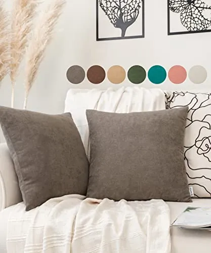 pamuq Kissenbezug - ohne Füllung - 40x40 Samt, grau, 2er Set - 2 Kissenbezüge mit Reissverschluss für Dekokissen, Zierkissen, Sofakissen, Couchkissen - Deko Kissen Bezug Kissenhülle