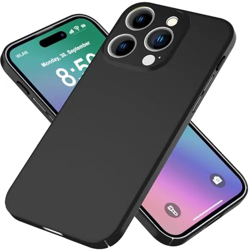 NALIA Ultra-Dünn Hardcase kompatibel mit iPhone 16 Pro Max Hülle, 0,5mm Ultra-Slim Fit Cover Seidig-Matt Anti-Fingerabdruck Case Extra-Leicht rutschfest, Schutzhülle Handyhülle, Farbe:Schwarz