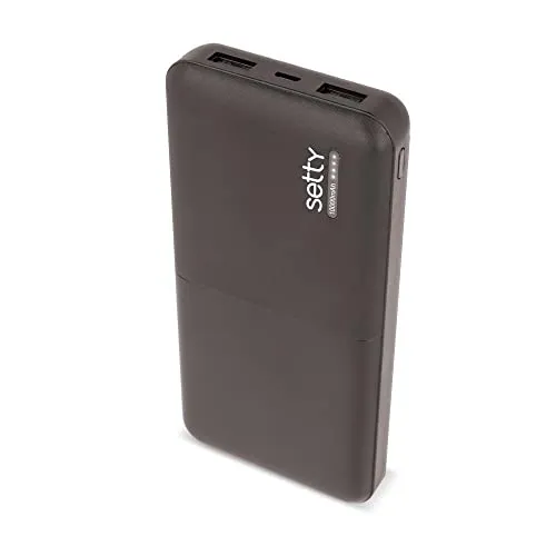 MTP Products Setty 2xUSB Tragbarer Powerbank - 20000mAh - Schwarz