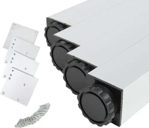 Tischstempel 4er Set Chrom matt Eckig 60 x 60mm Höhe 710mm Tischbeine Aluminium