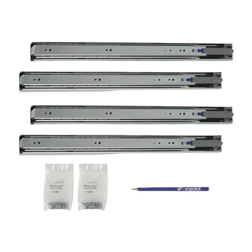 Schubladenschienen 400mm softclose Kugelführung - Vollauszug mit integrierter Dämpfung, 32-Systemlochung - 2 Paar