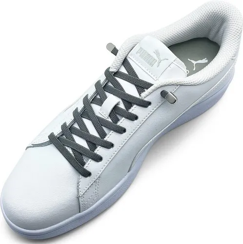 ELANOX Schnürsenkel 4 Stück für 2 Paar Schuhe elastische Schnürsenkel mit Clips, inkl. Enden (Clips) - 8 St. in silber