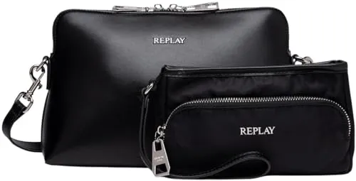 Replay Damen Schultertasche Schwarz (Black 0098) - Damen-Schultertaschen mit weichem Kunstleder und praktischer Innentasche für optimalen Stauraum und stilvolles Design.