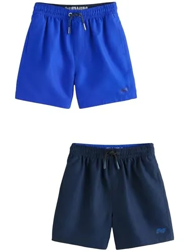 NEXT Jungen Badeshorts 2er Pack Cobalt Blue und Navy - Praktischer 2-Pack mit elastischem Bund und Kordelzug. Ideal zum Hineinschlüpfen und mit praktischen Seitentaschen für mehr Komfort.