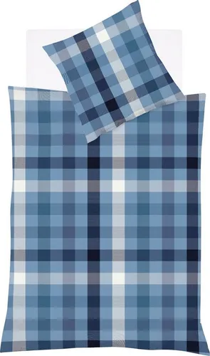 fleuresse Bettwäsche Lech 3742 - 2-teilig aus Edelflanell, 100% Baumwolle, in verschiedenen Größen - Bettwäsche aus weichem Flanell, ideal für warme Nächte. Pflegeleicht und mit verdecktem Reißverschluss, in stilvollem Denim-Kariert.