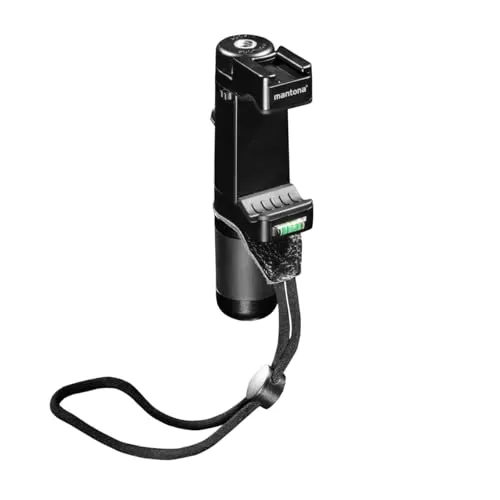 Mantona Smartphone Halter Movie Maker - Professionelle, komfortable Smartphone Halterung Alu Griff Halter Klemme, für Smartphone und iPhone Breite 55-94 mm, 3X 1/4 Zoll und Blitzschuh