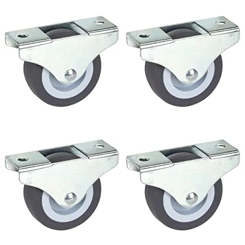 Dörner + Helmer Möbel-Bockrollen, 4er-Set, 50mm x 19mm, 165kg Tragkraft, Klein, TPE-Rad, Richtungsfixiert