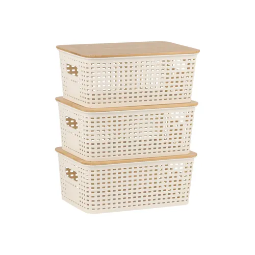 Aufbewahrungsbox Badezimmer Organizer Bambus Box Kinderzimmer Korb Körbchen Set
