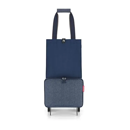 reisenthel foldabletrolley Herringbone Dark Blue, 30 L - Einkaufsroller mit praktischem Faltmechanismus, ideal für den täglichen Einkauf und stilvolles Design in Herringbone-Muster.