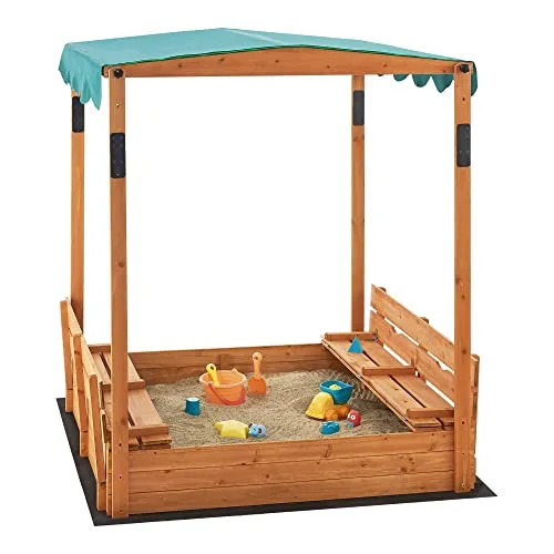 [en.casa] Sandkasten Kellenhusen mit höhenverstellbarem Dach - Sandbox mit klappbaren Bänken, bietet Schutz für den Sand und eine bequeme Sitzgelegenheit. Ideal für stundenlangen Spielspaß im Garten.