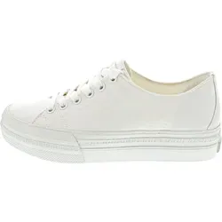 Tamaris Schnürer Damen Vegan sportlich weiß, EU 39 - Damen-Sneaker aus veganem Material, mit bequemer Decksohle für angenehmes Laufgefühl und flacher Sohle für optimalen Komfort bei jedem Anlass.