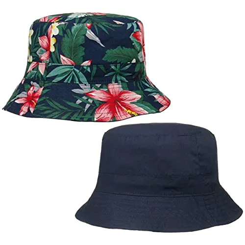 Lipodo Flower Bucket Wendehut Damen - 2-in-1 Anglerhut - Fischerhüte für Damen, aus 100% weicher Baumwolle, gefüttert für hohen Tragekomfort und wendbar für zwei Designs, ideal für sonnige Tage.
