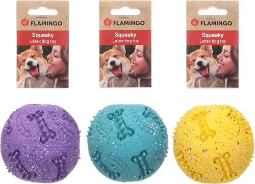Flamingo Hundespielzeug – Freckles Ball – Latex – mit Quietscher Größe L – Ø 9,5 cm