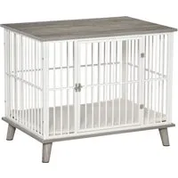 PawHut Hundekäfig für Zuhause – Abschließbare Hundehütte mit Kissen