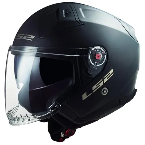 LS2 OF603 Infinity II Solid Jethelm XL, schwarz für Männer - Motorradhelm mit langer, ovaler Schale aus HPFC, verstärktem Kinnriemen und Multi-Density EPS für optimalen Schutz und Komfort.