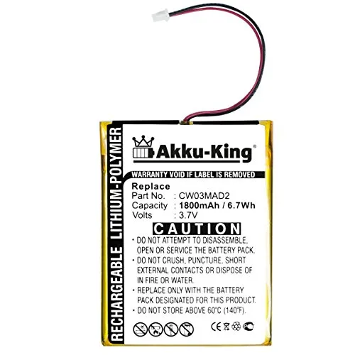 Akku-King Akku kompatibel mit COWON D2 2GB D2 4GB D2 8GB D2 Plus 16gb - Li-Polymer 1800mAh