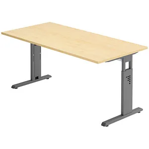 Hammerbacher Schreibtisch O-Serie, höhenverstellbar in Ahorn und Graphit - Kinderschreibtisch mit manuellem Höhenverstellungsmechanismus für ergonomisches Arbeiten, ideal für wachsende Kinder und vielseitige Nutzung.