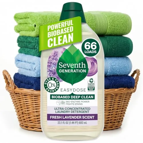 Seventh Generation Waschmittel, ultra konzentriert, EasyDose, frischer Lavendel, 652 ml, 66 Waschladungen (Verpackung kann variieren)