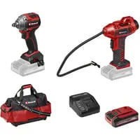 TP-CW 18/260 + CE-CC 18 Kit - Schlagschrauber Set rot/schwarz - Akku-betriebener Schlagschrauber mit 260 Nm Drehmoment, 2.700 U/min und 1x 4.0 Ah Li-Ionen-Akku. Ideal für vielseitige Anwendungen im Heimwerkerbereich.