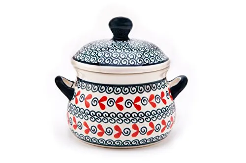 Bunzlauer Keramik Schmalztopf 350ml Dek 1138 - Kochtöpfe - Handgefertigter Marmeladentopf aus Steinzeug, spülmaschinenfest und mikrowellengeeignet, ideal für Küche und Esszimmer.