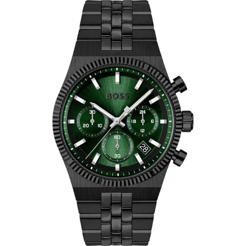 BOSS Herrenuhr Candor Prime schwarz, grün 1514308 von BOSS